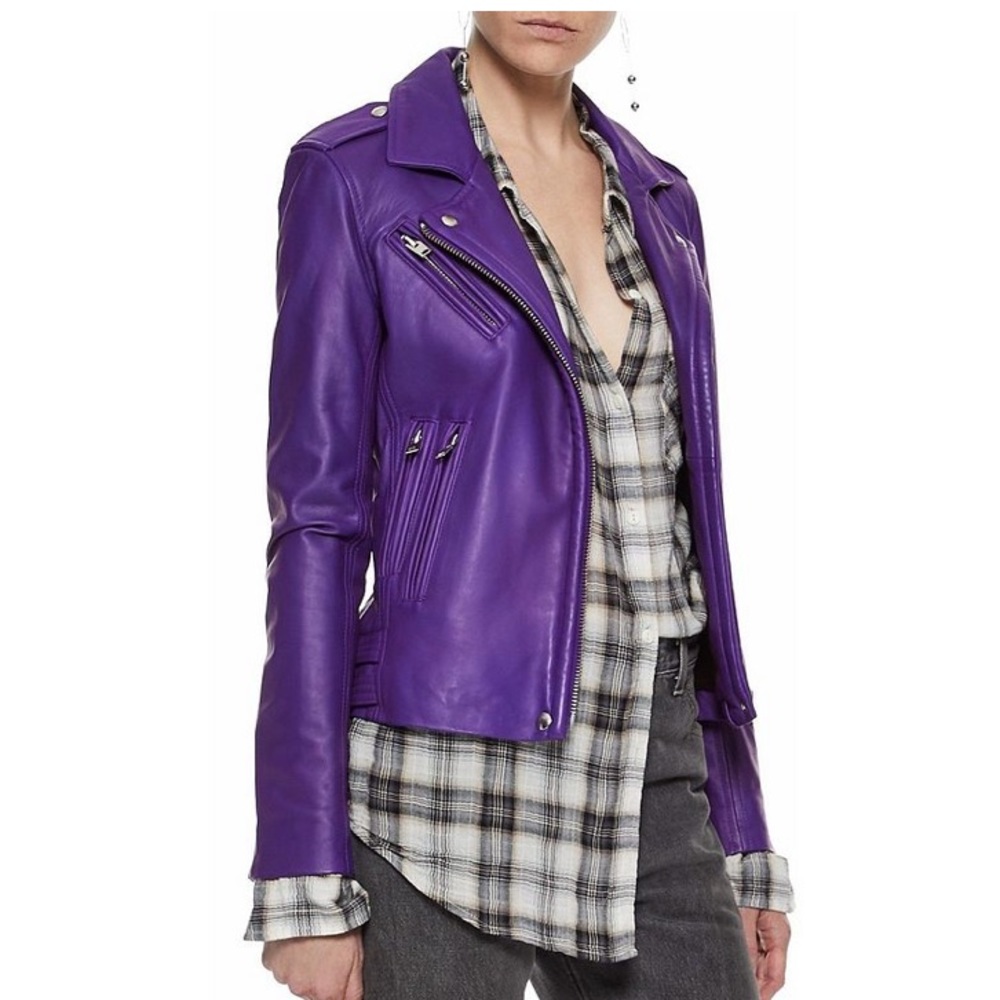 ISO IRO purple leather jacket 36